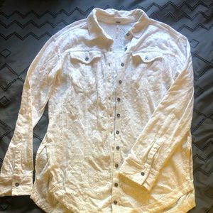 Free People Textured White Button Up